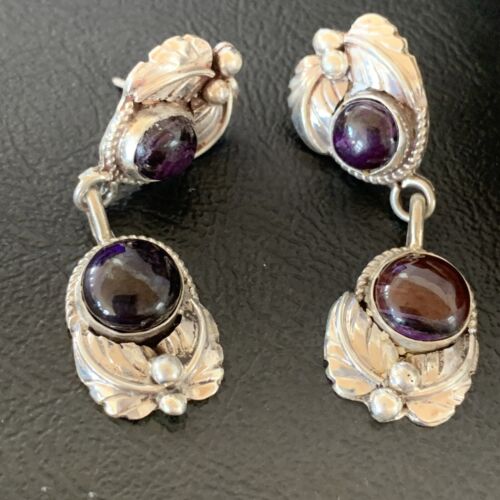 Native American Navajo Purple Sugilite Dangle Earrings | Sterling Silver | Handmade | 1592