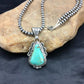Men's Royston Turquoise Pendant | Sterling Silver Navajo Pearl Necklace | Authentic Native American Handmade | 2525