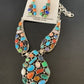 Navajo Multi-Color Turquoise Spiny Necklace & Earring Set | Sterling Silver | 2105
