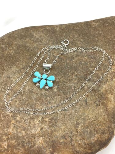 Southwestern Butterfly Turquoise Pendant | Zuni | Sterling Silver | 20" | 4777