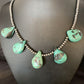 Navajo Teardrop Blue Turquoise Necklace | Sterling Silver Pearls | 20" | Authentic Native American Handmade | 13959