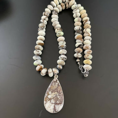 Navajo Wild Horse Turquoise Necklace Pendant | Sterling Silver | Authentic Native American Handmade | 11342