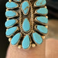 Navajo Blue Cluster Turquoise Needlepoint Ring | Authentic Native American Sterling Silver | Multi-Stone | Sz 8 | 11941