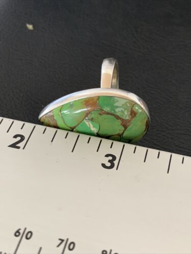 Adjustable Navajo Green Mojave Turquoise Ring | Sterling Silver | Sz 8 | 11786