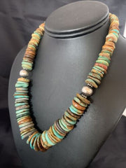 Navajo Blue Green Turquoise Necklace | Sterling Silver | Authentic Native American | 20" | 10216
