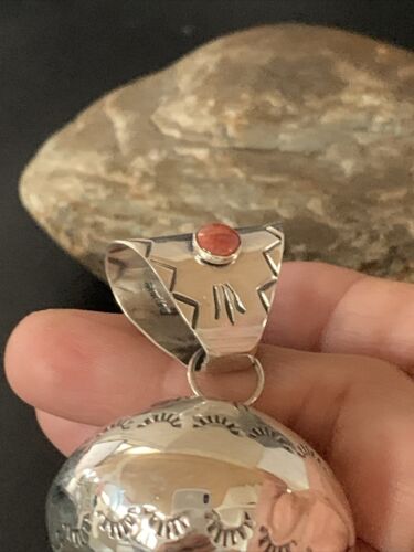 Southwestern Sterling Silver Spiny Oyster Naja Necklace Pendant | 4" | Navajo Handmade | 10455