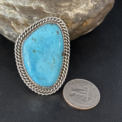 Native American Sterling Silver Blue Kingman Turquoise Ring | Sz 9 | 14550