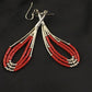 Liquid Silver Heishi Dangle Earrings | Apple Sponge Coral | Sterling Silver | 2.25" | 1981