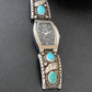 Vintage Navajo Sterling Silver Watch Tips | Old Pawn Blue Turquoise Band | Authentic Native American Jewelry
