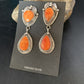Navajo Orange Spiny Oyster Dangle Earrings | Sterling Silver | Authentic Native American Handmade | 13818