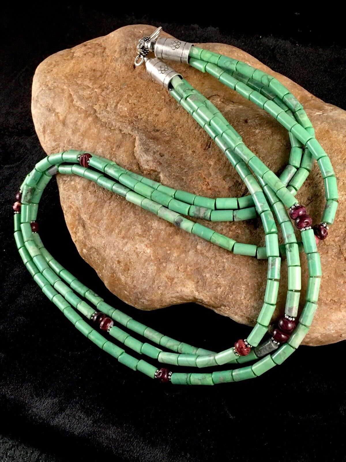 Navajo Spiny Oyster & Turquoise Bead Necklace | Sterling Silver | 21" | Authentic Native American Handmade | 8720