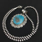 Men's Kingman Turquoise Pendant | Navajo Pearl Sterling Silver Necklace | Authentic Native American Handmade | 4876