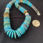 Navajo Graduated Blue Green Turquoise Necklace | Sterling Silver | Authentic Native American | 21" | 606