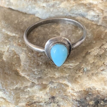 Men's Larimar Navajo Ring | Sterling Silver | Sz 8 | Authentic Native American Handmade | 13169