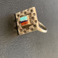 Navajo Blue Turquoise Coral Inlay Ring | Sz 5 | Authentic Native American Handmade | 13130