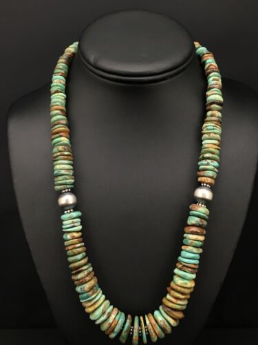 Navajo Graduated Turquoise Necklace | Sterling Silver | Authentic Native American | 21" | 1242