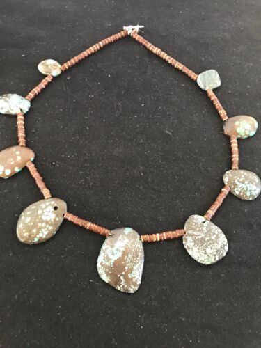 Navajo Sterling Silver Spiderweb Turquoise Bone Teardrop Pendant Necklace | Authentic Native American Handmade | 3968