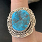 Southwestern Navajo Blue Kingman Turquoise Ring | Sterling Silver | Sz 8 | 12212
