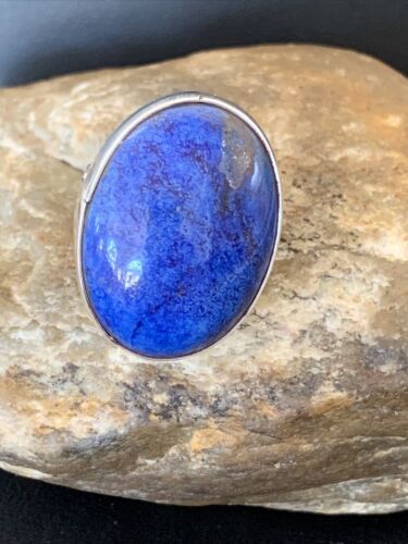 Southwestern Men's Classic Navajo Blue Lapis Ring | Sterling Silver | Sz 10 | 1834