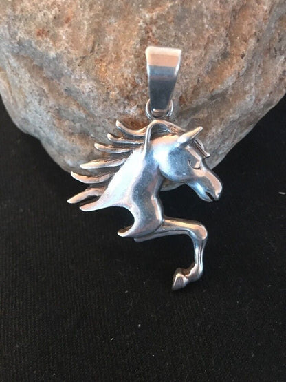 Native American Navajo Horse Head Pendant | Sterling Silver | 2" | 3610