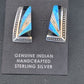 Navajo Turquoise Opal Onyx Inlay Earrings | Sterling Silver | Authentic Native American Handmade | 12115