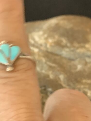 Southwestern Old Pawn Navajo Blue Turquoise Ring | Sterling Silver | Sz 8 | 10784