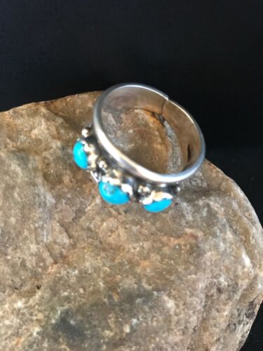 Navajo Kingman Turquoise Multi-Stone Ring | Authentic Native American Sterling Silver | Sz 11.5 | 8201