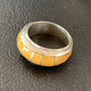 Navajo Yellow Gold Turquoise Inlay Ring | Sterling Silver | Sz 6.5 | Authentic Native American Handmade | 10354