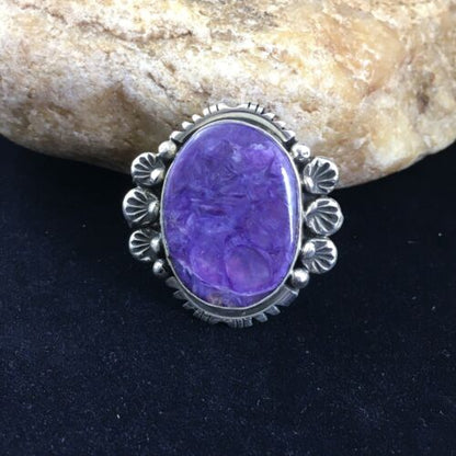 Native American Navajo Purple Charoite Ring | Sterling Silver | Sz 9 | 10109