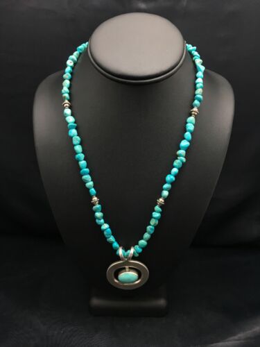 Native American Turquoise Nugget Necklace, Earrings & Bracelet Set | Sterling Silver | Handmade Navajo Jewelry | 3145 - Masha USA