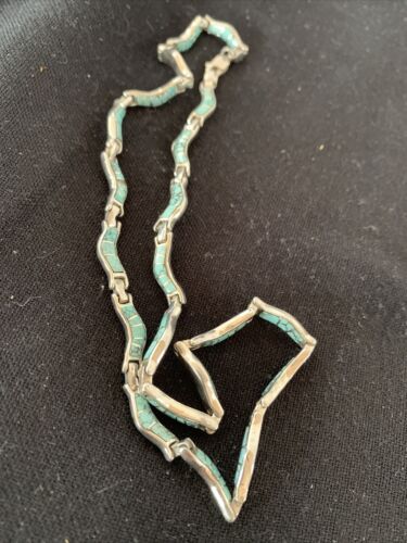 Sterling Silver Necklace with Spiderweb Turquoise & Opal Inlay Pendant | 16" | 01427