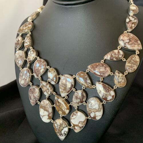 Choker Necklace with Wild Horse Turquoise Multi Pendant | Sterling Silver | Authentic Native American Handmade | 11837