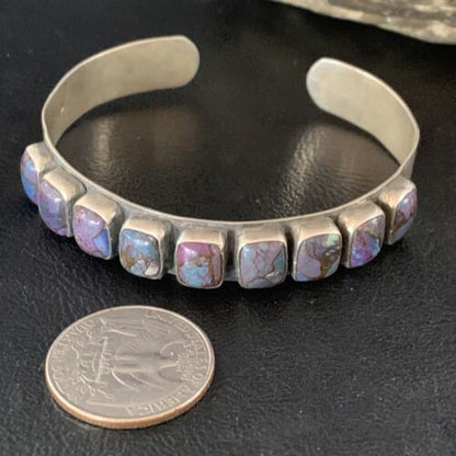 Navajo Purple Sugilite Row Cuff Bracelet | Sterling Silver | Authentic Native American Handmade | 14211