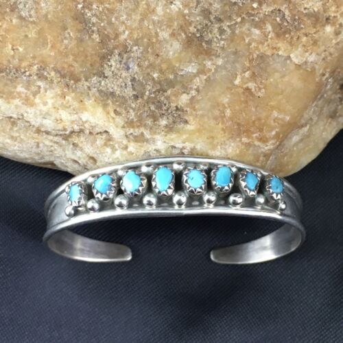 Children's Navajo Blue Turquoise Bracelet | Sterling Silver | Authentic Native American Handmade | 10183