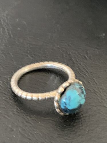 Navajo Blue Kingman Turquoise Pinky Ring | Sterling Silver | Sz 4.5 | Authentic Native American Handmade | 12461