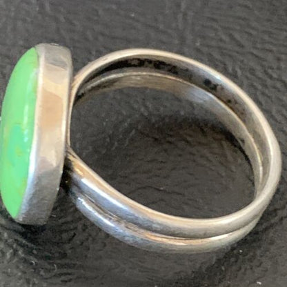 Navajo Green Gaspeite Inlay Ring | Sterling Silver | Sz 8 | Authentic Native American Handmade | 12465