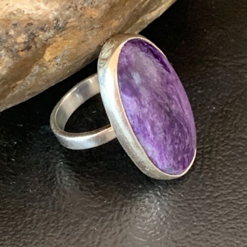 Navajo Purple Charoite Ring | Sterling Silver | Sz 7.5 Adjustable | Authentic Native American Handmade | 10527