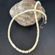Native American White Opal Necklace | Sterling Silver | Navajo Handmade | 19" | 14533