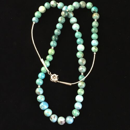 Southwestern Heishi Blue Turquoise Bead Necklace | Sterling Silver | 20" | 10019