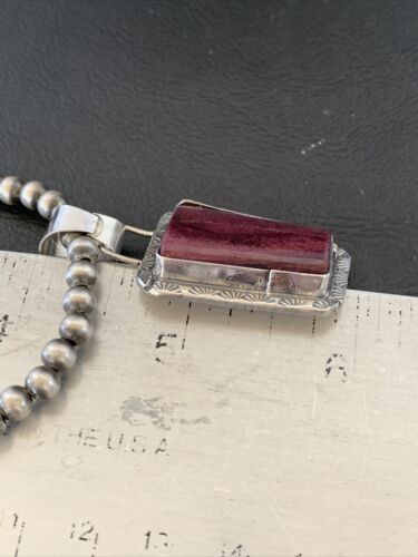 Navajo Pearls Purple Spiny Oyster Pendant Necklace | Sterling Silver | Authentic Native American Handmade | 10947