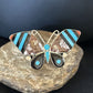 Zuni Butterfly Inlay Ring | Coral Turquoise Onyx Mother of Pearl | Sz 7 | Sterling Silver | 14439