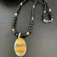 Men's Navajo Pearls Onyx Bumblebee Jasper Necklace Pendant | Sterling Silver | Native American Handmade | 10323