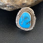 Navajo Blue Kingman Turquoise Ring | Sterling Silver | Sz 9 | Authentic Native American Handmade | 12952