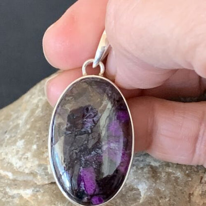 Navajo Purple Sugilite Pendant | Sterling Silver | 1.50" | Authentic Native American Handmade | 10933