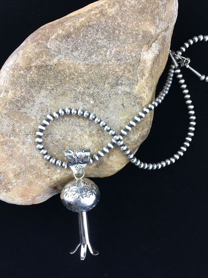 Navajo Sterling Silver Naja Necklace Pendant | 3" | Authentic Native American Handmade | 10048 - Masha USA