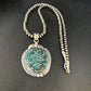 Men's Blue Spiderweb Turquoise Necklace Pendant | Navajo Sterling Silver | Authentic Native American Handmade | 14258
