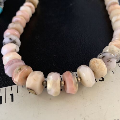 Native American Pink Opal Bead Necklace | 12mm | Sterling Silver | Navajo Handmade | 20" | 13860