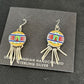 Navajo Multi-Color Turquoise Inlay Earrings | Sterling Silver | Authentic Native American Handmade | 14654