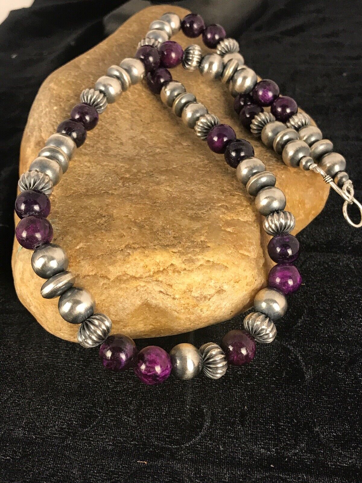 Navajo Men's Purple Sugilite Necklace | Sterling Silver | 22" | Authentic Native American Handmade | 8532
