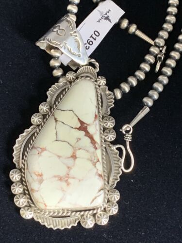 Men's Navajo Wild Horse Turquoise Pendant Necklace | Sterling Silver | Authentic Native American Handmade | 01934